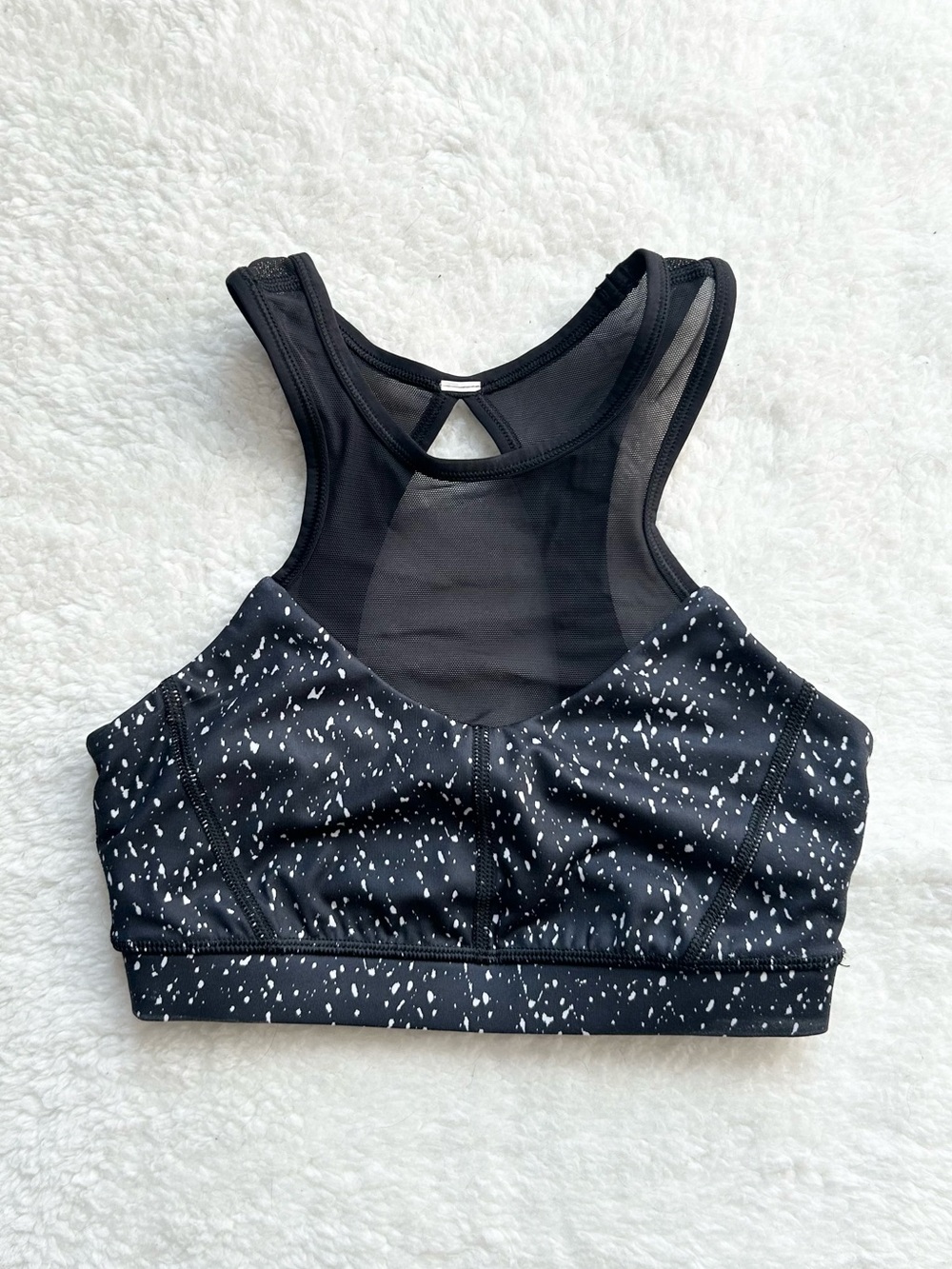 Lululemon Black Speckle Racerback High Neck Sports Bra